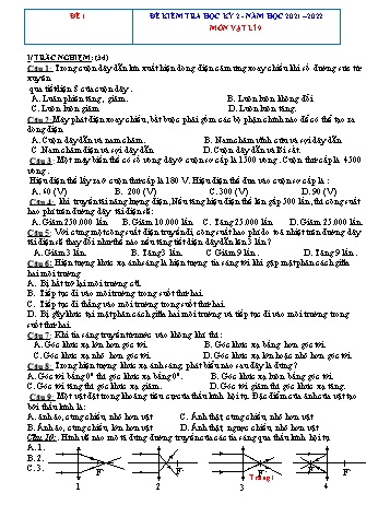 10 Đề kiểm tra học kì 2 môn Vật lí Lớp 9 - Năm học 2021-2022 (Có đáp án)