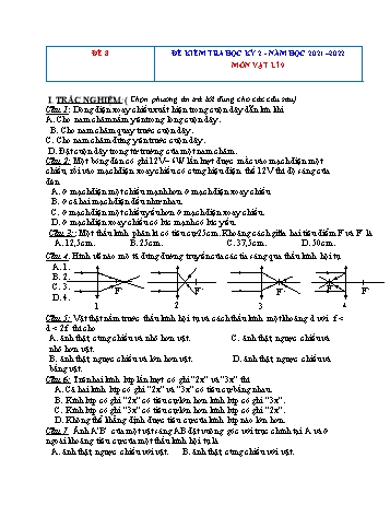 10 Đề kiểm tra học kì 2 môn Vật lí Lớp 9 - Năm học 2021-2022 - Đề 8 (Có đáp án)