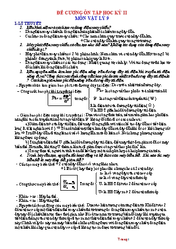Đề cương ôn tập học kì II môn Vật lý 9
