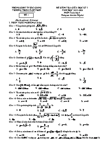 Đề kiểm tra giữa học kỳ I môn Toán Lớp 9 - Năm học 2022-2023 - Trường THCS Lê Quý Đôn (Có đáp án)
