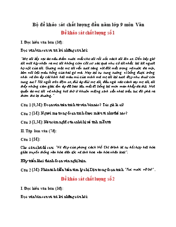 Bộ 10 đề khảo sát chất lượng đầu năm môn Ngữ văn Lớp 9