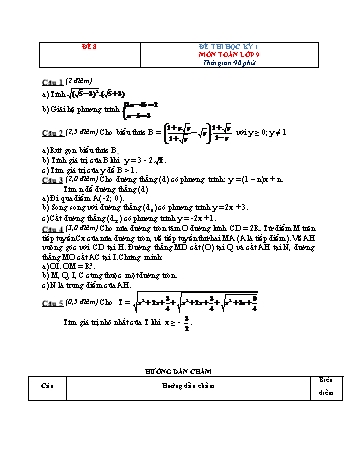 Tuyển tập 10 đề thi học kỳ 1 môn Toán Lớp 9 - Đề 8 (Có đáp án)