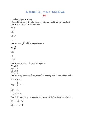 Tuyển tập 11 đề thi học kỳ I môn Toán Lớp 9