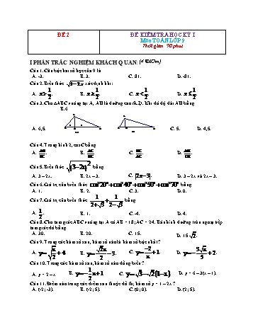 Tuyển tập 29 đề kiểm tra học kỳ I môn Toán Lớp 9 - Đề 2 (Có đáp án)