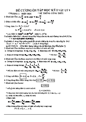 Đề cương ôn tập học kỳ I môn Vật lý Lớp 9