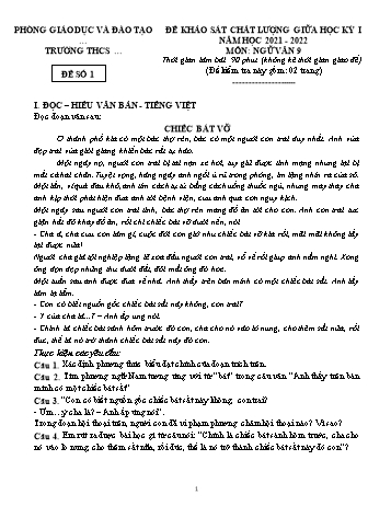 Tổng hợp 10 đề khảo sát chất lượng giữa học kỳ I môn Ngữ văn Lớp 9 - Năm học 2021-2022 (Có đáp án)