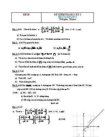 Đề kiểm tra học kì 1 Toán Lớp 9 - Đề 28 (Có đáp án)