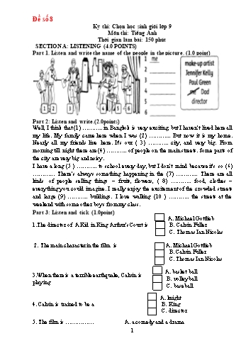 Kỳ thi chọn học sinh giỏi cấp tỉnh Tiếng Anh Lớp 9 - Đề số 8
