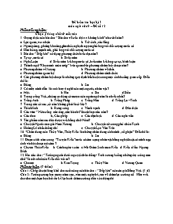 Đề kiểm tra học kì 1 Ngữ văn Lớp 9 - Đề số 12.2 (Có hướng dẫn chấm)