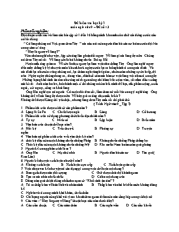 Đề kiểm tra học kì 1 Ngữ văn Lớp 9 - Đề số 13 (Có hướng dẫn chấm)