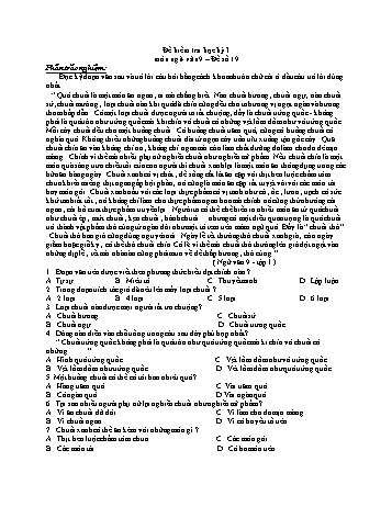 Đề kiểm tra học kì 1 Ngữ văn Lớp 9 - Đề số 19.1
