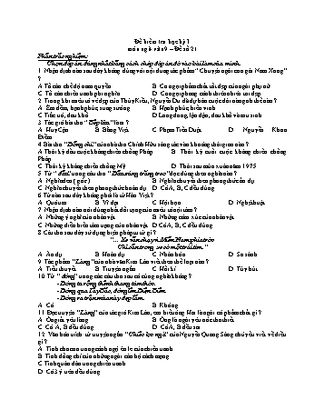 Đề kiểm tra học kì 1 Ngữ văn Lớp 9 - Đề số 21
