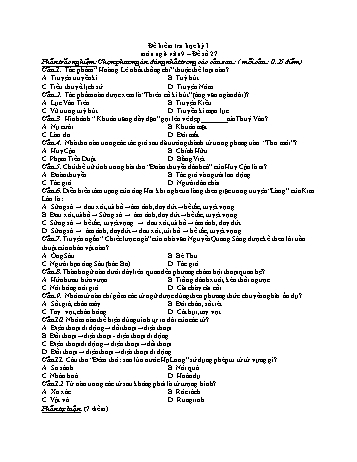 Đề kiểm tra học kì 1 Ngữ văn Lớp 9 - Đề số 27 (Có hướng dẫn chấm)