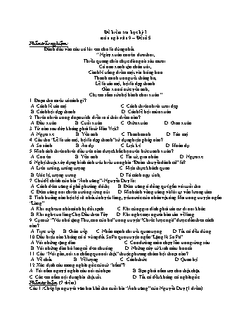 Đề kiểm tra học kì 1 Ngữ văn Lớp 9 - Đề số 5 (Có hướng dẫn chấm)