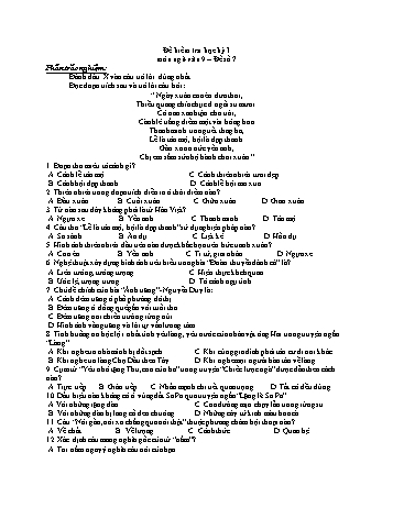 Đề kiểm tra học kì 1 Ngữ văn Lớp 9 - Đề số 7 (Có hướng dẫn chấm)