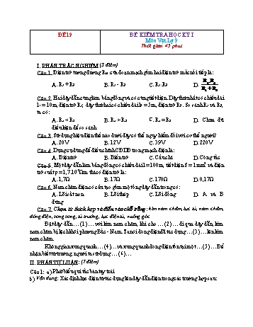 Đề kiểm tra học kì 1 Vật lí Lớp 9 - Đề 19 (Có hướng dẫn chấm)