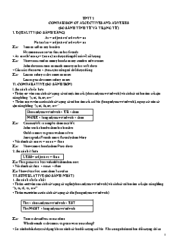 Đề thi học kì 1 Tiếng Anh Lớp 9 - Unit 2: Comparison of adjectives and adverbs (Có đáp án)