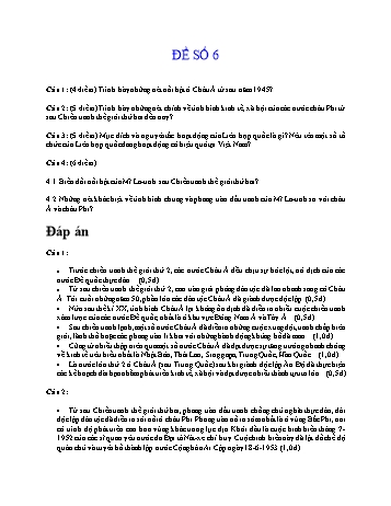 Đề thi học sinh giỏi Lịch sử Lớp 9 - Đề số 6 (Có đáp án)