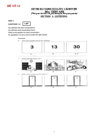 Kỳ thi chọn học sinh giỏi cấp huyện Tiếng Anh Lớp 9 - Đề số 13