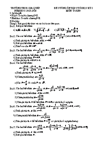 Đề cương ôn tập cuối học kỳ I môn Toán Lớp 9 - Năm học 2023-2024 - Nguyễn Thị Huyên (Có đáp án)