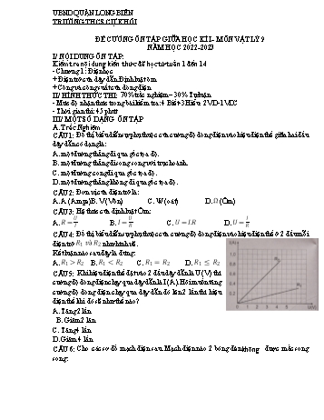 Đề cương ôn tập giữa học kì I môn Vật lý Lớp 9 - Năm học 2022-2023 - Trần Thanh Thủy
