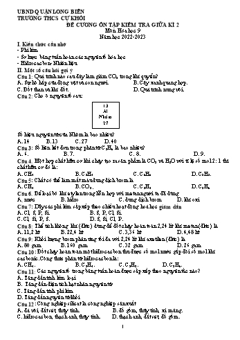 Đề cương ôn tập kiểm tra giữa kì 2 môn Hóa học Lớp 9 - Năm học 2022-2023 - Vũ Thị Kim Ngân