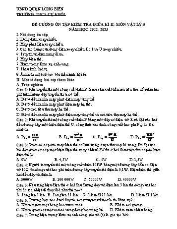 Đề cương ôn tập kiểm tra giữa kì II môn Vật lý Lớp 9 - Năm học 2022-2023 - Trần Thanh Thủy