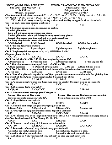 Đề kiểm tra cuối học kì II môn Hóa học Lớp 9 - Năm học 2023-2024 - Trường THCS Ngô Gia Tự
