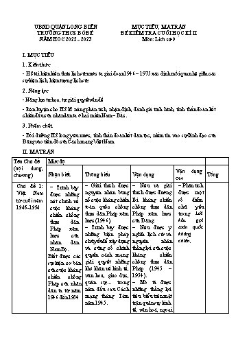 Đề kiểm tra cuối học kì II môn Lịch sử Lớp 9 - Năm học 2022-2023 - Nguyễn Hồng Vân (Có đáp án)