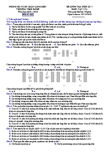 Đề kiểm tra cuối kì I môn Vật lí Lớp 9 - Năm học 2022-2023 - Phan Thị Thùy Linh - Mã đề 002 (Có đáp án)