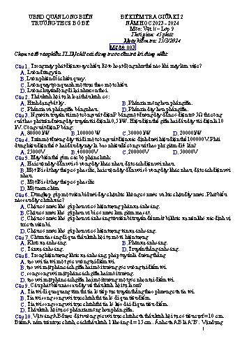 Đề kiểm tra giữa kì 2 môn Vật lí Lớp 9 - Năm học 2023-2024 - Phan Thị Thùy Linh - Mã đề 003 (Có đáp án)