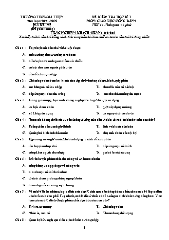 Đề kiểm tra học kì I môn Giáo dục công dân Lớp 9 - Năm học 2021-2022 - Trường THCS Gia Thụy - Mã đề 197