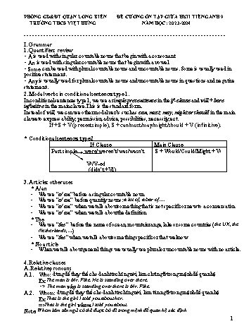 Đề cương ôn tập giữa học kì II môn Tiếng Anh Lớp 9 - Năm học 2023-2024 - Vũ Thị Thu Hà