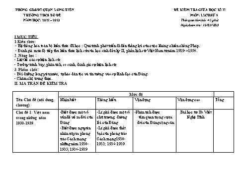 Đề kiểm tra giữa học kì II môn Lịch sử Lớp 9 - Năm học 2022-2023 - Nguyễn Thị Thư (Có đáp án)