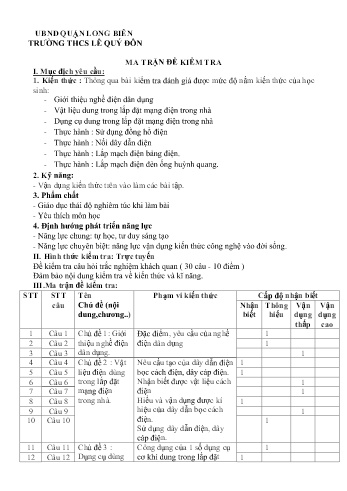 Đề kiểm tra cuối kỳ I môn Công nghệ Lớp 9 - Năm học 2021-2022 - Nguyễn Thị Hà (Có đáp án)